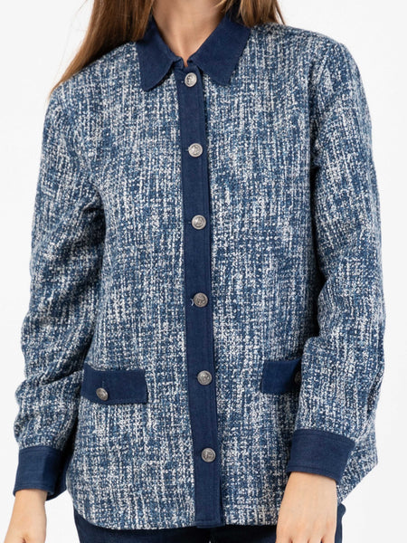 Jacke aus Tweed- und Jeans-Mix