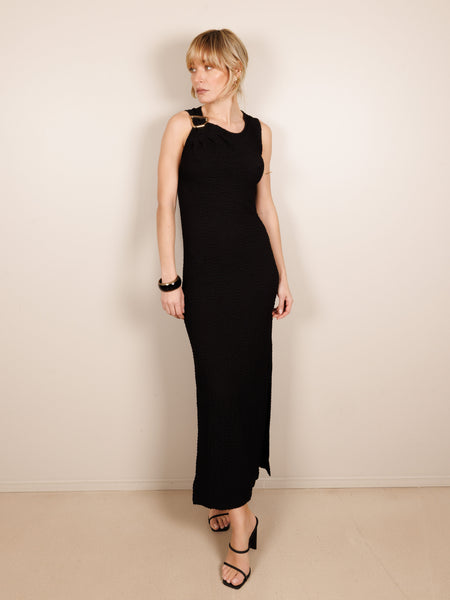 Robe longue gauffrée