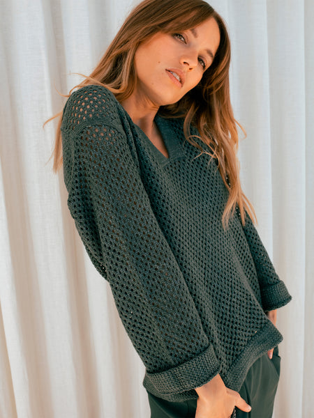Pull crochet col polo