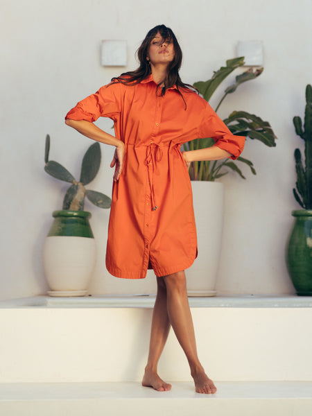 Robe chemise satinée