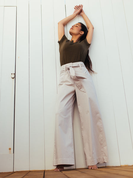 Pantalon large ceinturé