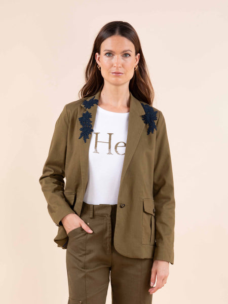 Blazer droit brodé