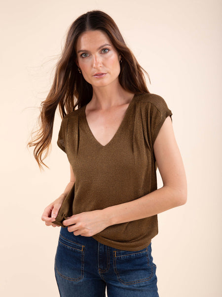 Pull manches courtes lurex