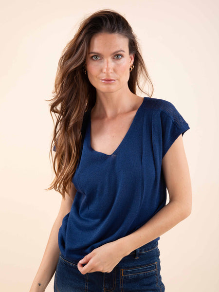 Pull manches courtes lurex