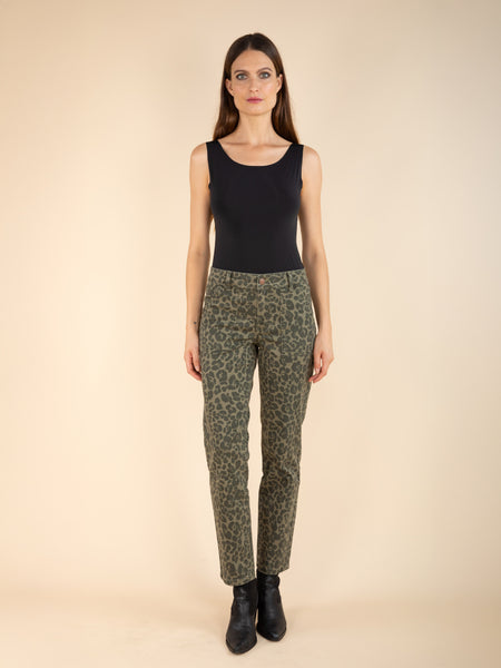 Pantalon droit leopard