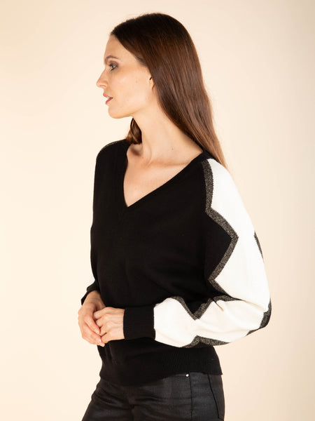 Pull graphique bicolore