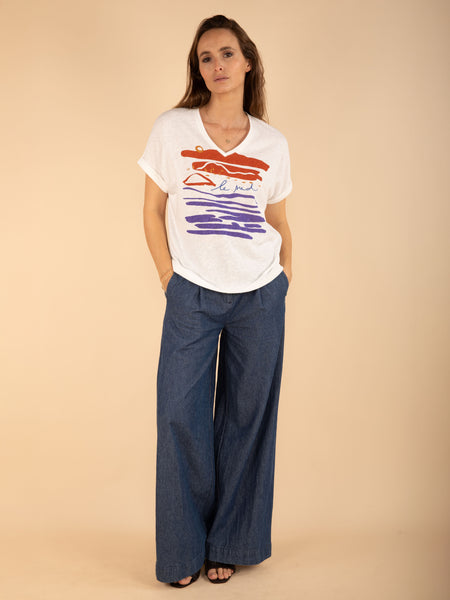 T-shirt col V imprimé