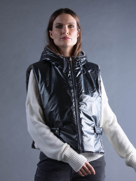 Capuche doudoune réversible